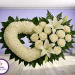 Corazón Fúnebre de Flores Blancas - Arreglo de Hortensias y Lirios