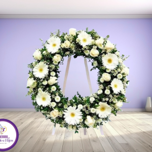 Corona Conmemorativa Circular con Gerberas y Rosas - Paz Espiritual